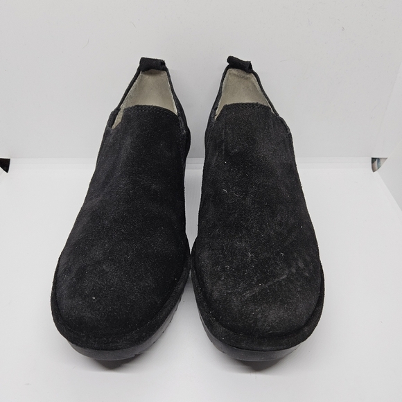 Fly London black suede heeled booties size 38 - Picture 3 of 9